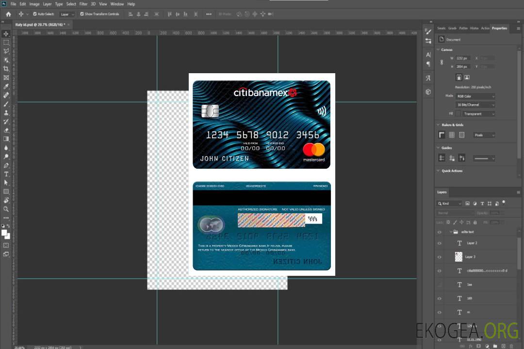 Carte Mastercard de la banque Mexique Citibanamex template Carte Mastercard de la banque Mexique Citibanamex template